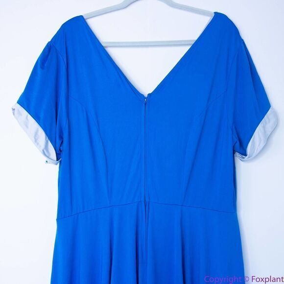 Unique‎ Vintage Gwynnie Bee Contrast Trim Blue Dress, 4X - Picture 7 of 16